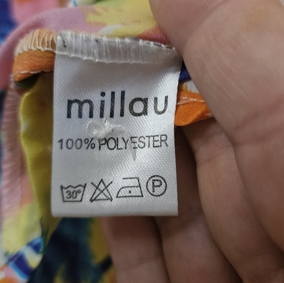 Millau Women's Size S Palm Tree Cropped Top Butyon Down Open Back - Picture 5 of 5